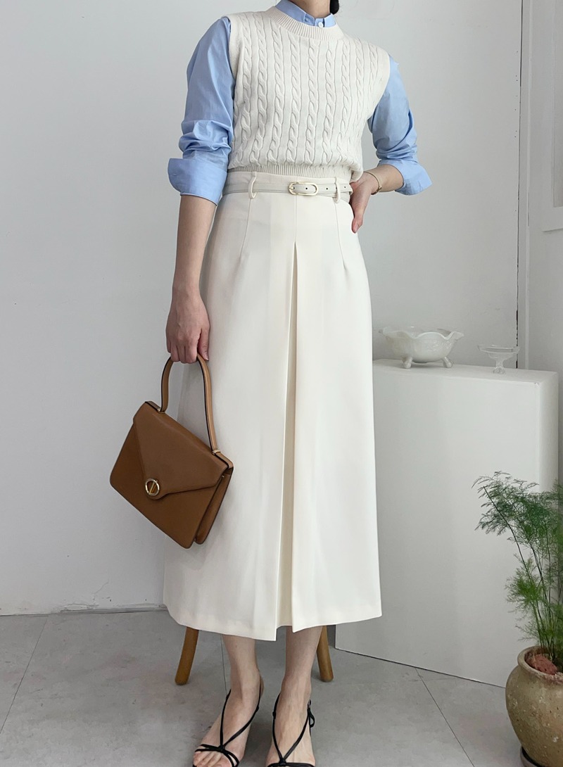 [바로배송] High waist midi skirt (2color | 아이보리 / 블랙)