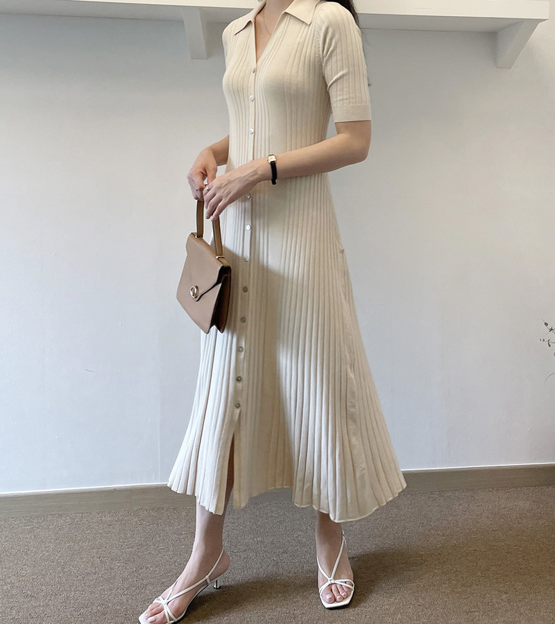 Slim flare knit dress (2color)