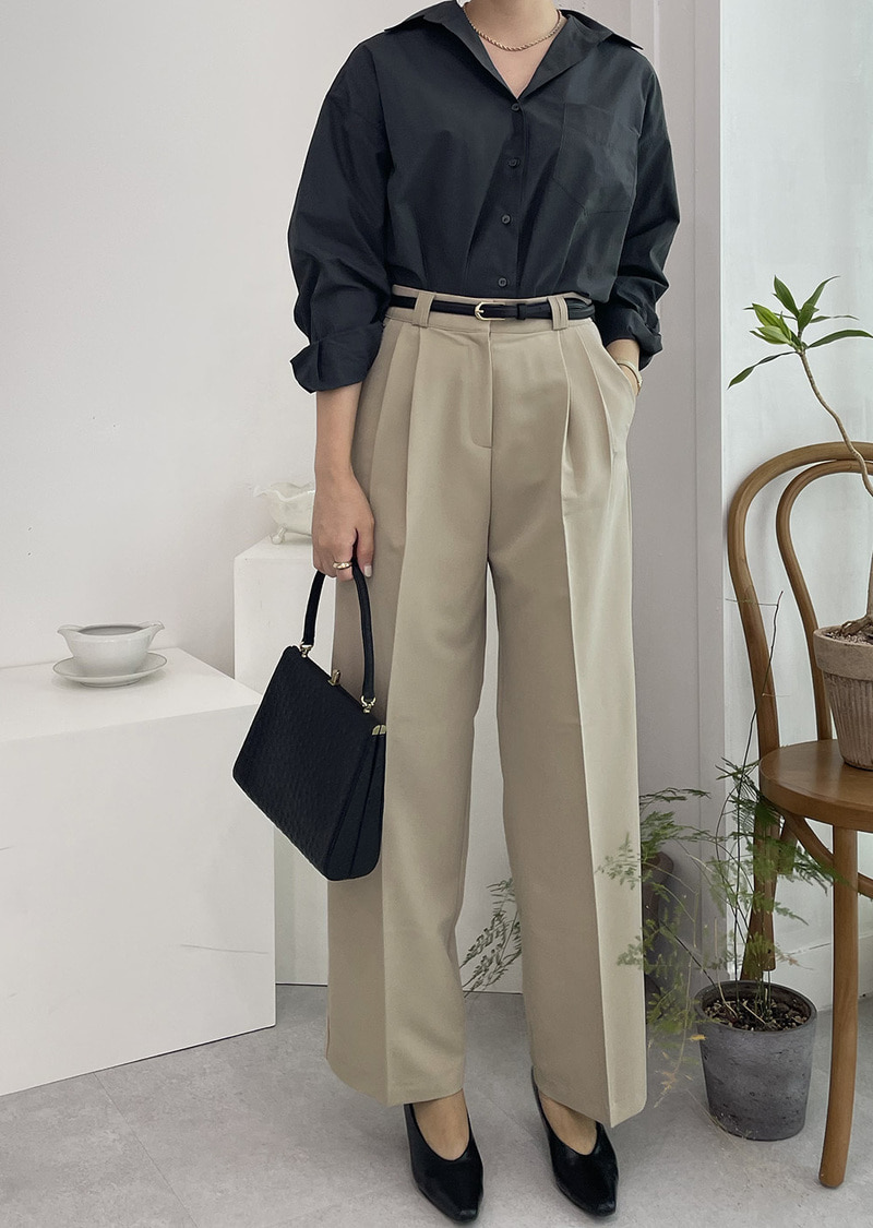 [베이지 바로배송] tapered wide trousers (2color)