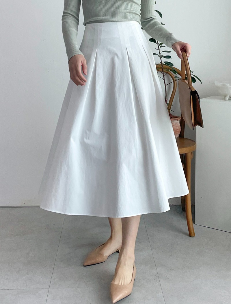 Cotton full skirt (2color | 화이트 / 네이비)