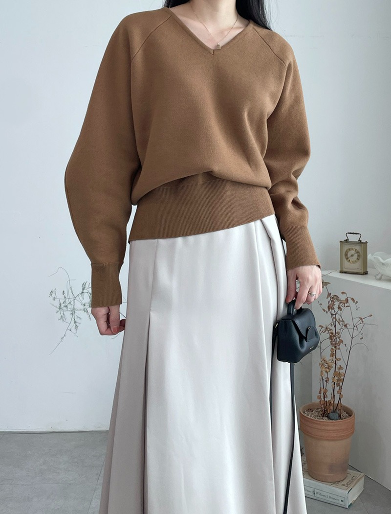 Volume Sleeve knit top _ Camel (60% Wool)