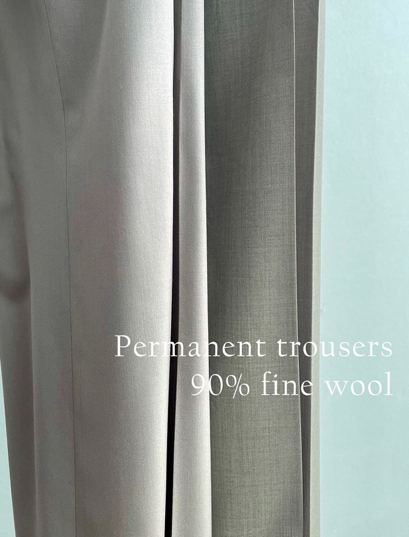 [Torisyang Made] Permanent semi wide trousers (2 color / 90% fine wool)