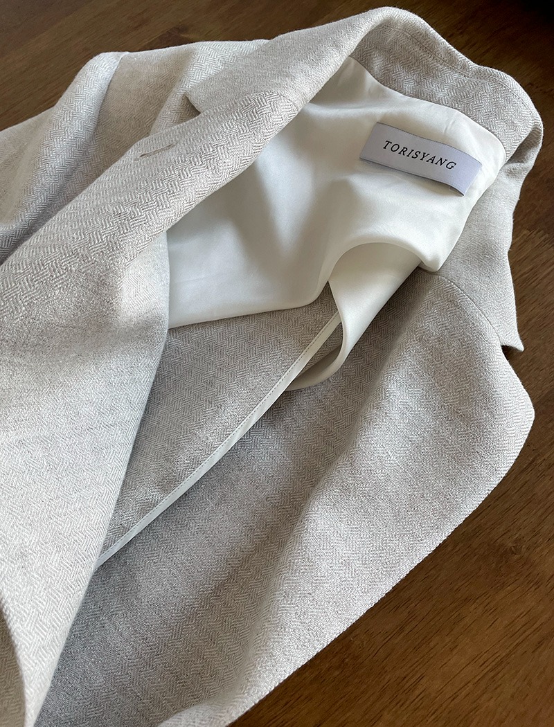 [Torisyang Made] Classic Linen jacket (Natural beige/Herringbone)