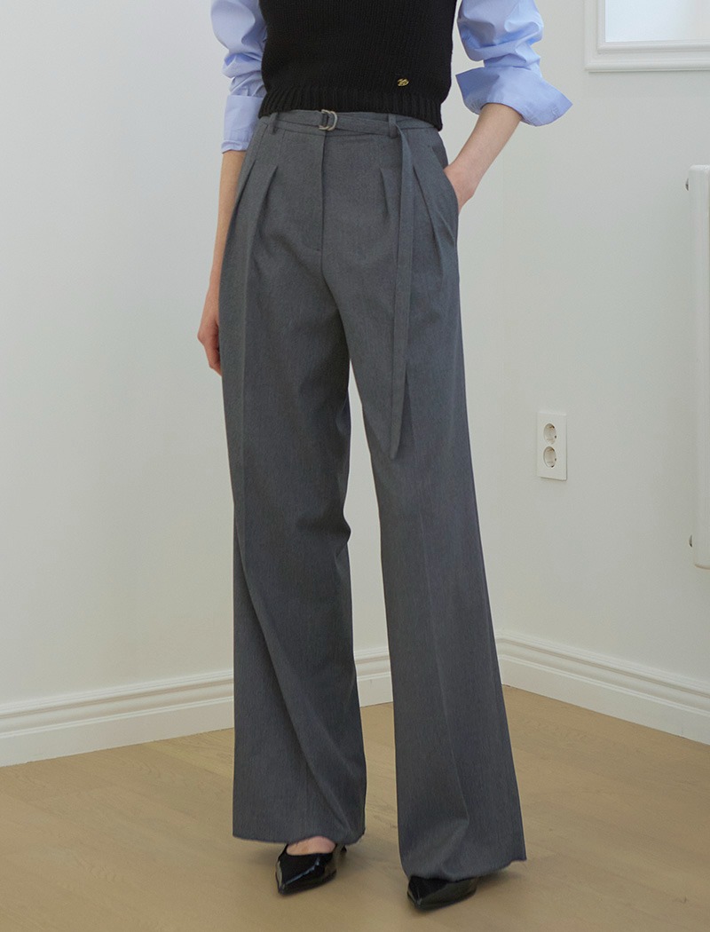 [Torisyang Made] Mila Belted Wide trousers _ Charcoal