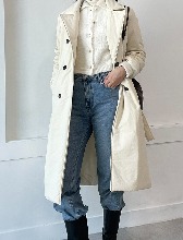 Trench puffer coat in ivory