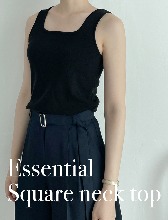 Square neck sleeveless top (2컬러| 블랙, 라이트 베이지)