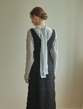 [여유수량 바로배송] Scarfed neck blouse (민트블루)
